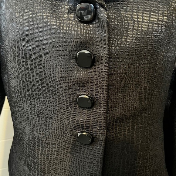 Le Suit Black Croc Embossed Blazer Fitted Jacket Career Wear Business Preppy - Picture 5 of 13